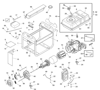 Main Unit Diagram and Parts List for 030679A-00  Briggs and Stratton Generator